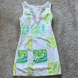 Lilly Pulitzer Patchwork Mini Dress - Green, Yellow, White